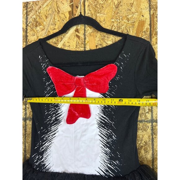 Dr. Seuss Cat in the Hat Tulle Glitter Tutu Dress Black Red Velvet Bow Girl's M - Picture 7 of 8